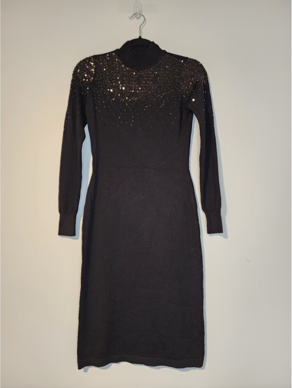 Vince Camuto Black Sequin Knit Dress XS